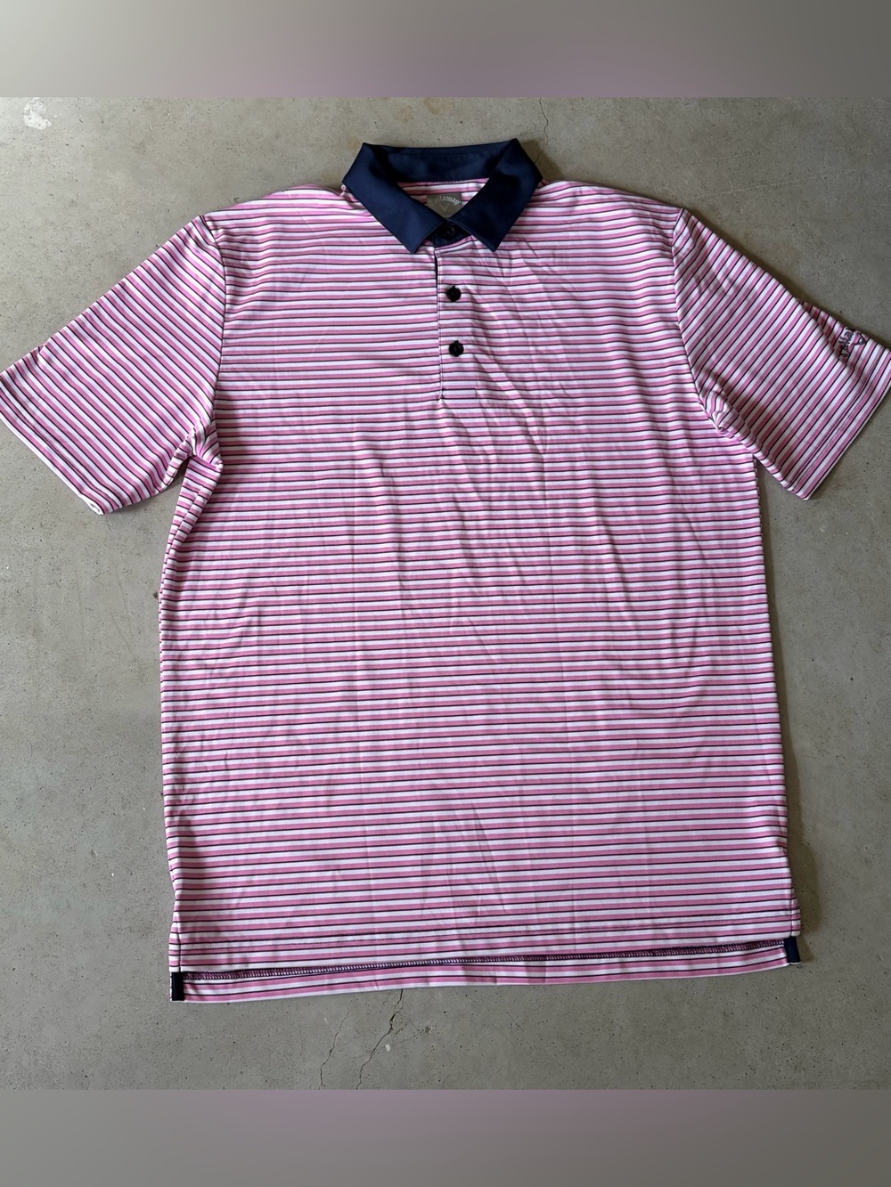 Callaway Opti-Dri Pink Navy Striped Golf Polo Mens Medium